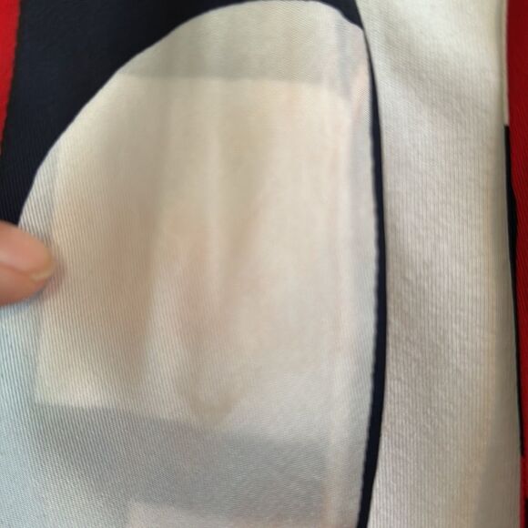 Vintage mid century mod red, white & blue long polyester scarf - Picture 6 of 9